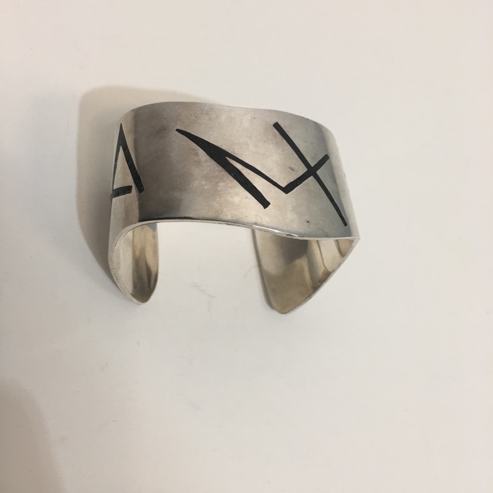 Sterling Silver Solid Wide Cuff Bracelet - image 2